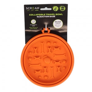 SCREAM COLLAPSIBLE TRAVEL BOWL W/ SUCTION