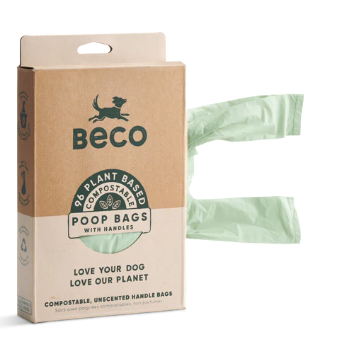 BECO UNSCENTED COMPOSTABLE POOP BAGS WITH HANDLES