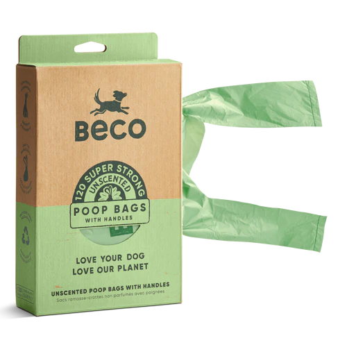 BECO UNSCENTED POOP BAGS WITH HANDLES