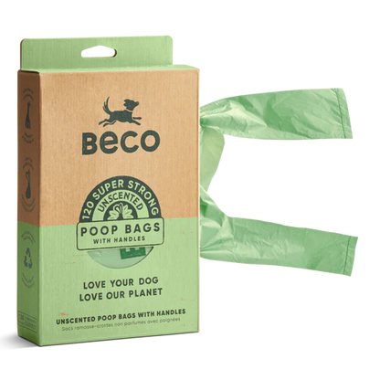 BECO UNSCENTED POOP BAGS WITH HANDLES