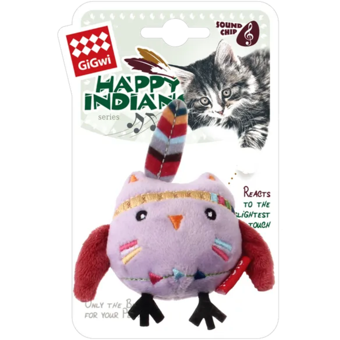 GIGWI HAPPY INDIANS MELODY CHASER CAT TOY