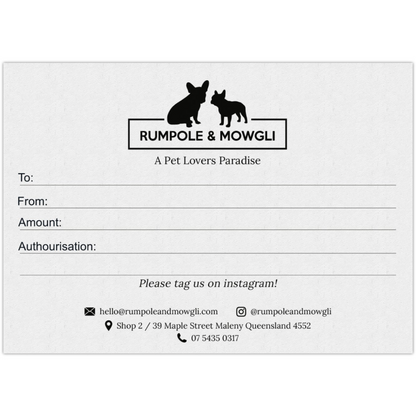 Rumpole & Mowgli Gift Certificate